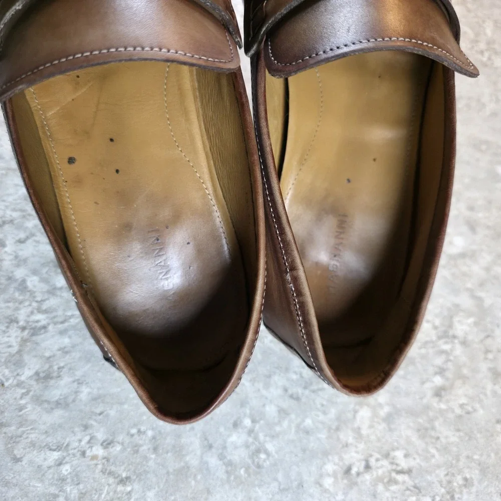 Magnanni Ramiro II Penny Loafer Shoes 18041 Brown Rustic Tan Leather Mens 13 M
